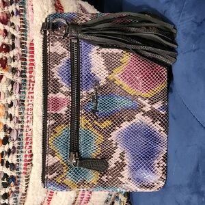 NWOT Aimee Kestenberg leather clutch with large leather tassel